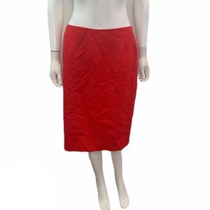 Eccoci Solid Red Pencil Wool Skirt